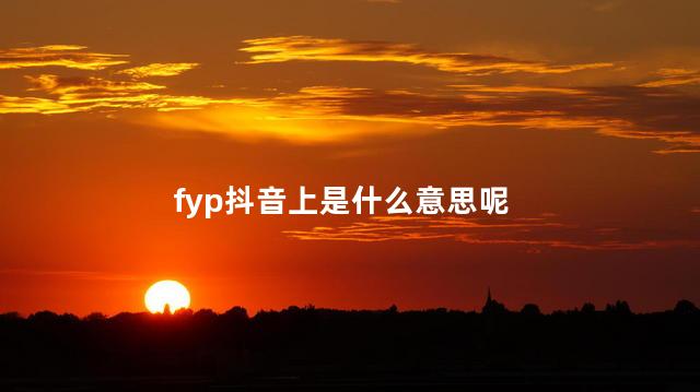 fyp抖音上是什么意思呢